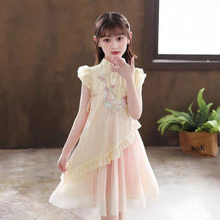 Girls' Hanfu Summer Dress 2025 New Fashionable Girl Summer Chinese Cheongsam Dress Children's Princess Dress Thin Style