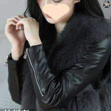 加厚加绒皮袖打底衫女冬羽绒棉袖配皮马甲的修身短款内搭厚毛衣