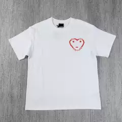 Carsicko Heart Summer Heavyweight Casual Anime Short Sleeve T-Shirt Unisex Versatile Loose Couple Short Sleeve Set