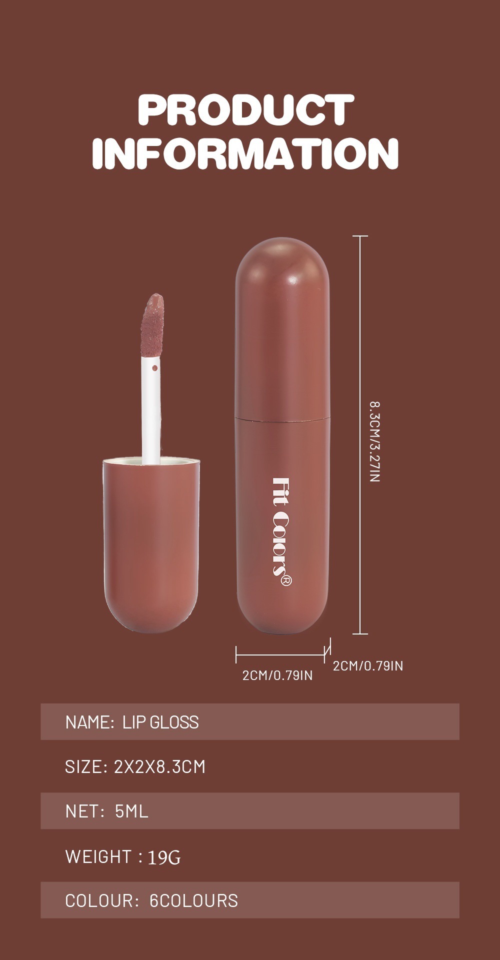 Nouveau Fit Colors6 Couleurs Brillant à Lèvres Chocolat Antiadhésif Longue Tenue Facile à Colorer Brillant à Lèvres Imperméable Velours Maquillage Transfrontalier_voghion.com
