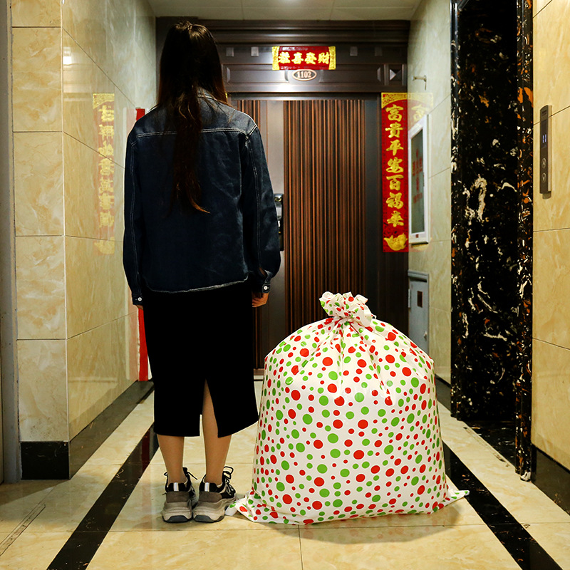 现货批发圣诞礼物袋定 做平安夜束口包装礼品袋圣诞节糖果袋定 制