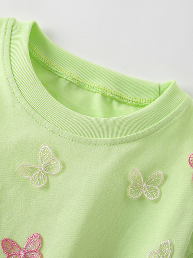 Malwee verano niñas de manga corta nueva camisa de cuello redondo para niños europeos y americanos camiseta de cuello redondo estilo occidental para niños