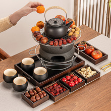 围炉煮茶中式粗陶提梁壶煮茶壶可家用室内配件炭火炉烤茶装备代发