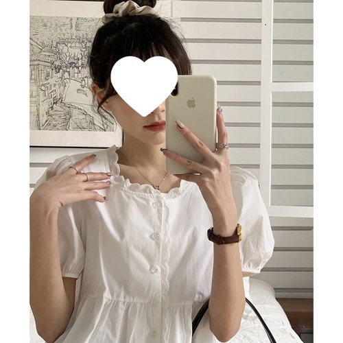 Early Spring Aging Cotton Doll Shirt Top 2025 Korean Version New Sweet Bubbly Sleeve Blouse Summer Women's Clothing