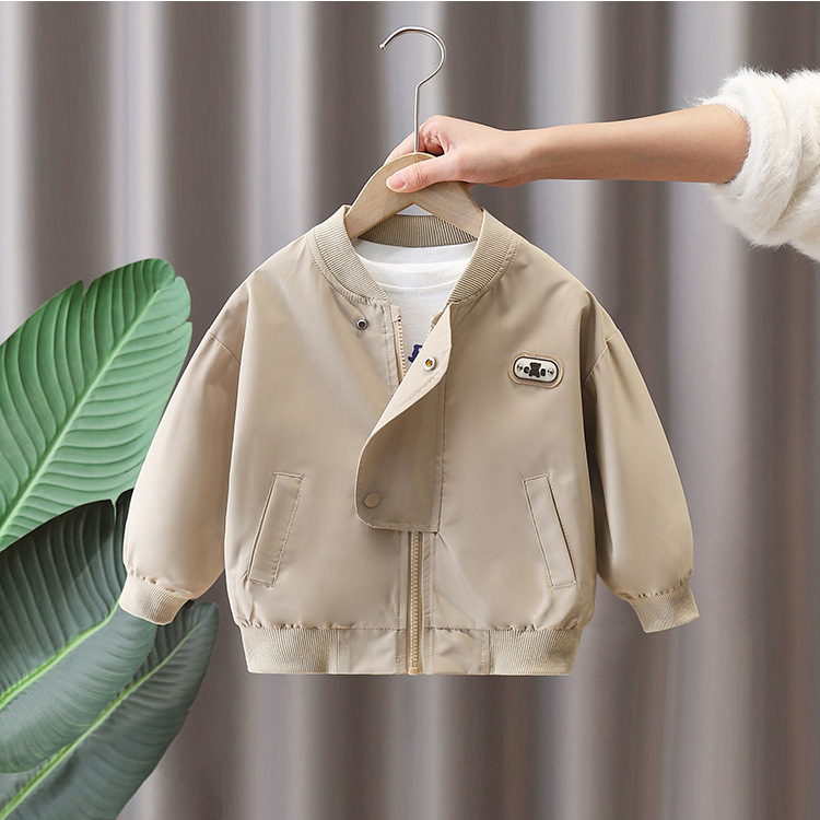 7663 chaqueta de primavera para niños 2025 nueva ropa para niños chaqueta coreana rufián abrigo de primavera y otoño con cuello alto uniforme de béisbol