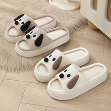 春夏季儿童亲子防滑家居软底棉麻拖鞋网红新款可爱卡通小狗凉拖鞋