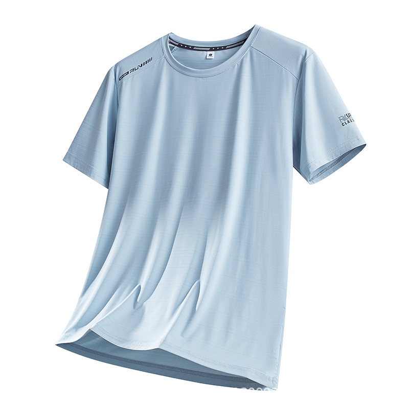 Summer Ice Silk T-Shirt Short-Sleeved Men's Ice-Feel Ultra-Thin Elastic Short-Sleeved Loose Sports Breathable Outdoor Quick-Drying T-Shirt Summer Ice Silk T-Shirt Short-Sleeved Men's Ice-Feel Ultra-Thin Elastic Short-Sleeved Loose Sports Breathable Outdoor Quick-Drying T-Shirt