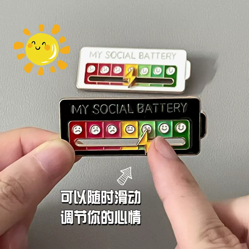 Fun and Cute Mood-Boosting Battery-Powered Sliding Metal Enamel Brooch Creative Pin Badge Accessory