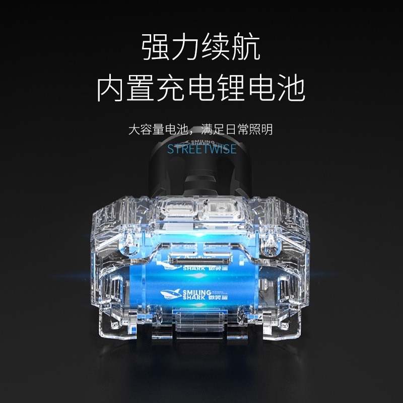 微笑鲨伸缩变焦远射高亮头戴灯户外便携式五档调节强光徒步夜钓头|undefined