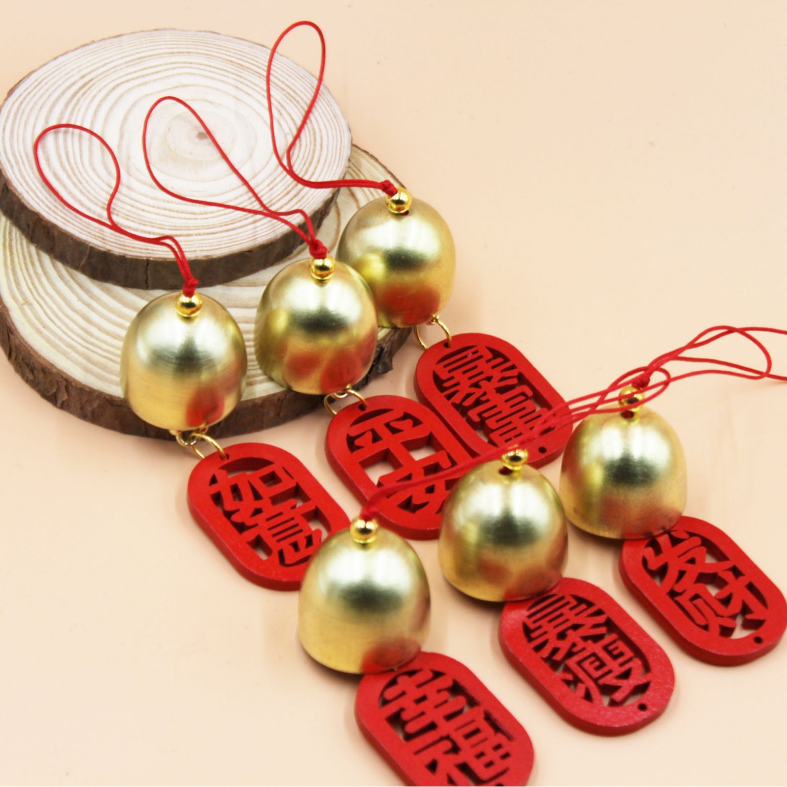 Navidad diy campana de cobre puro y accesorios con campana de acoplamiento pequeño Festival de Primavera de Año Nuevo tarjeta de deseo puerta de la tienda de seguridad image 3