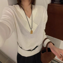 不规则翻领羊毛针织衫女欧洲站2025秋装新款欧货女装时尚打底衫潮