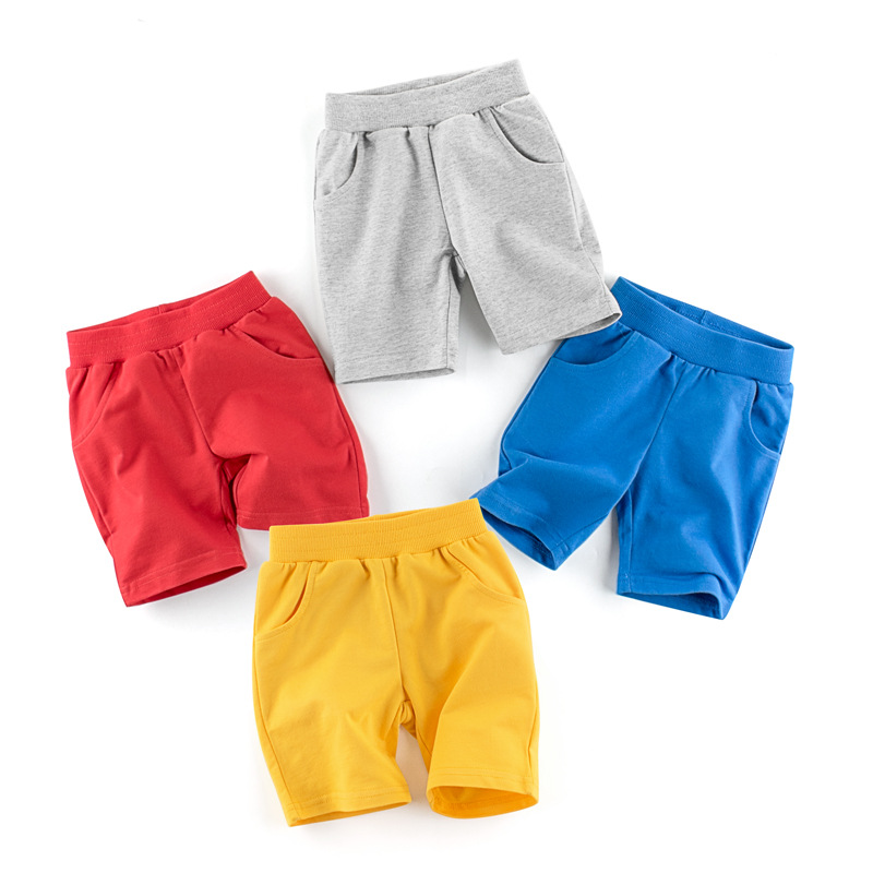 Ropa para niños pantalones cortos para niños de verano sin patrón al por mayor pantalones de Bebé Pantalones de cinco puntos de color sólido entrega de una pieza