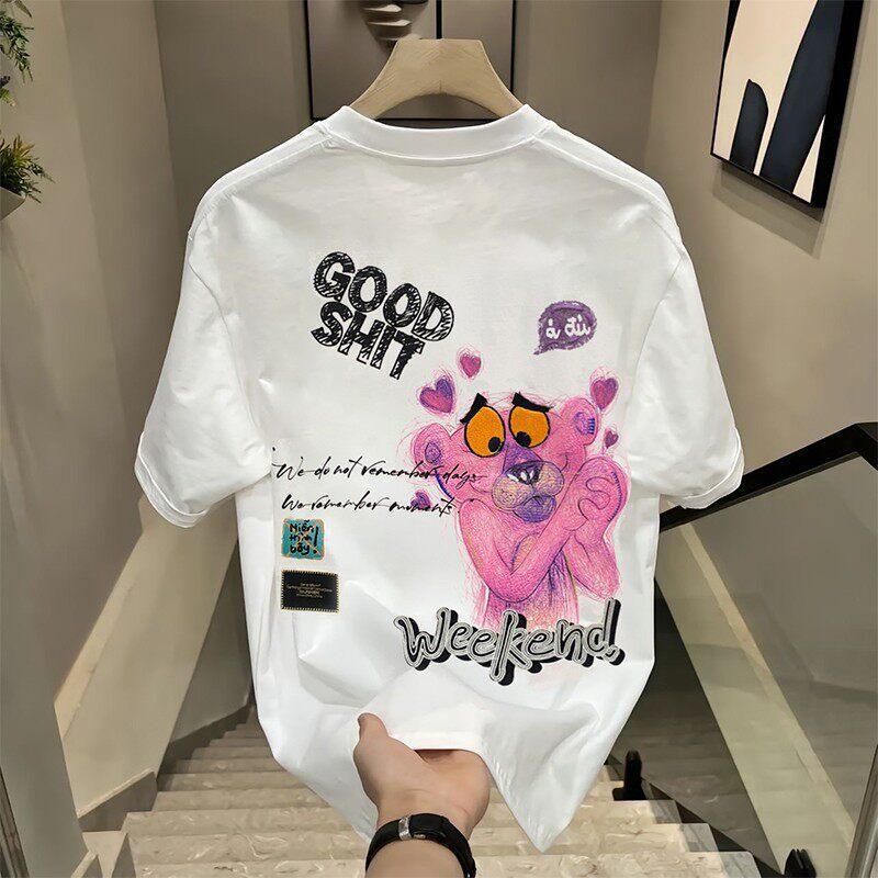 Trendy Foreign Trade Brand~ Cut Label Outlet Women's Versatile American Style Pure Cotton Short-Sleeve T-Shirt Men's Cartoon Brand Trendy Foreign Trade Brand~ Cut Label Outlet Women's Versatile American Style Pure Cotton Short-Sleeve T-Shirt Men's Cartoon Brand