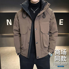 羽绒服男冬季加厚2025新款保暖防寒服短款大码户外冲锋衣工装外套