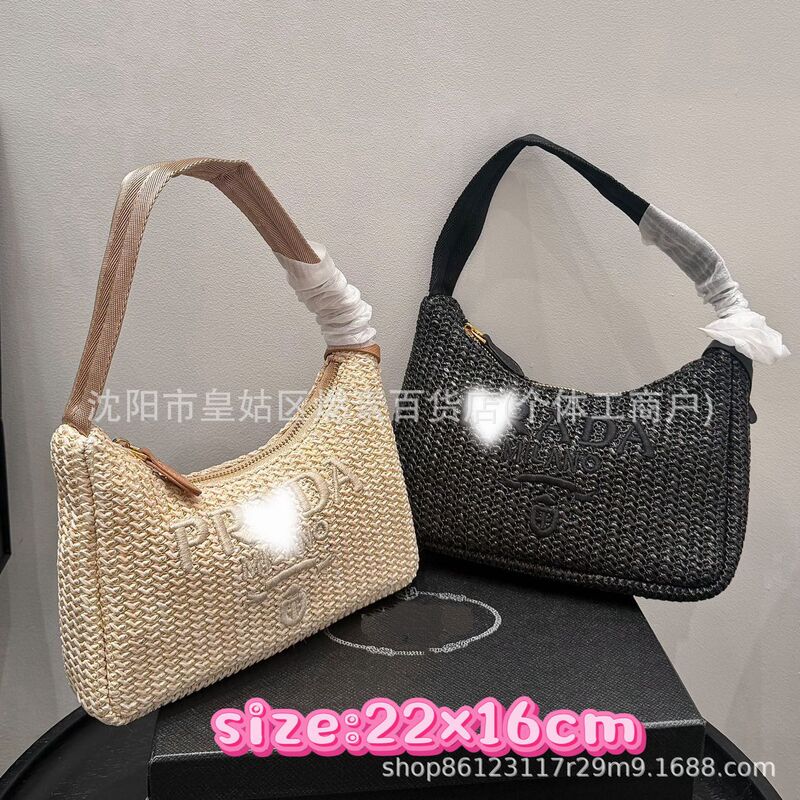 Women's Bag 2026 New Model Woven Underarm Bag Raffia Woven Bag Handmade Small Mini Internet Celebrity Style Women's Bag 2026 New Model Woven Underarm Bag Raffia Woven Bag Handmade Small Mini Internet Celebrity Style