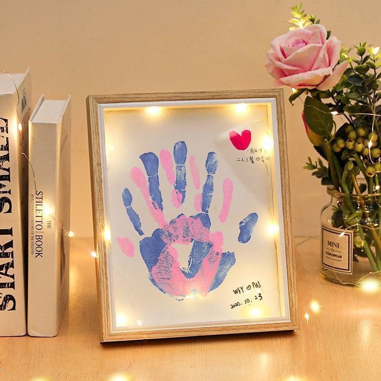 印手印闺蜜 情侣按手印相框纪念品宝宝周岁手足印手指印画手工