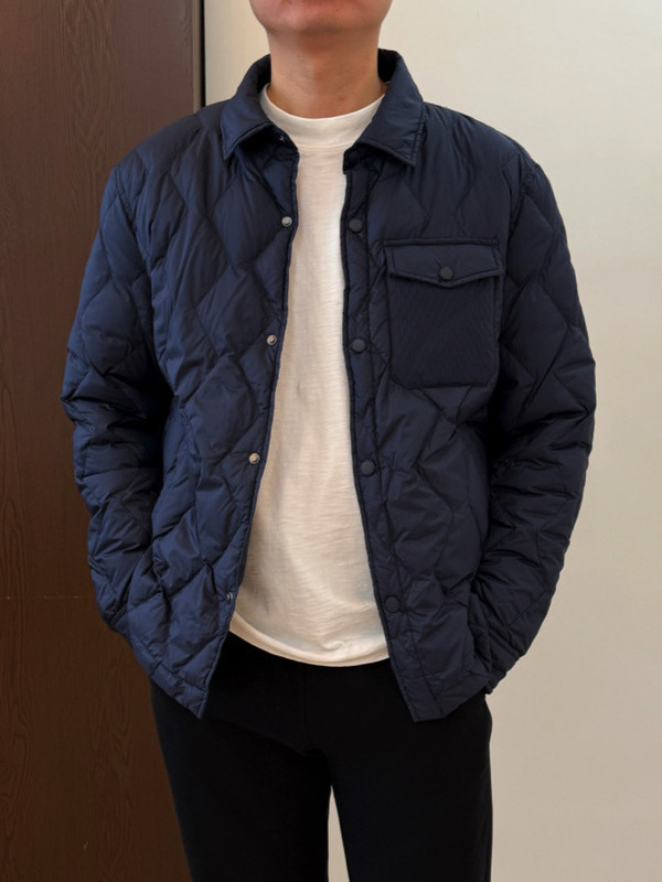 Family Benefits 90 White Duck down Lightweight Warm Lapel Shirt Style Quilted Men's down Jacket G103001