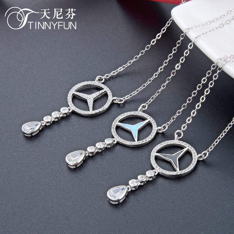 Transfronterizo nuevo s925 plata con diamantes de zircón personalidad creativa collar de lágrimas clavícula joyería de moda coreana