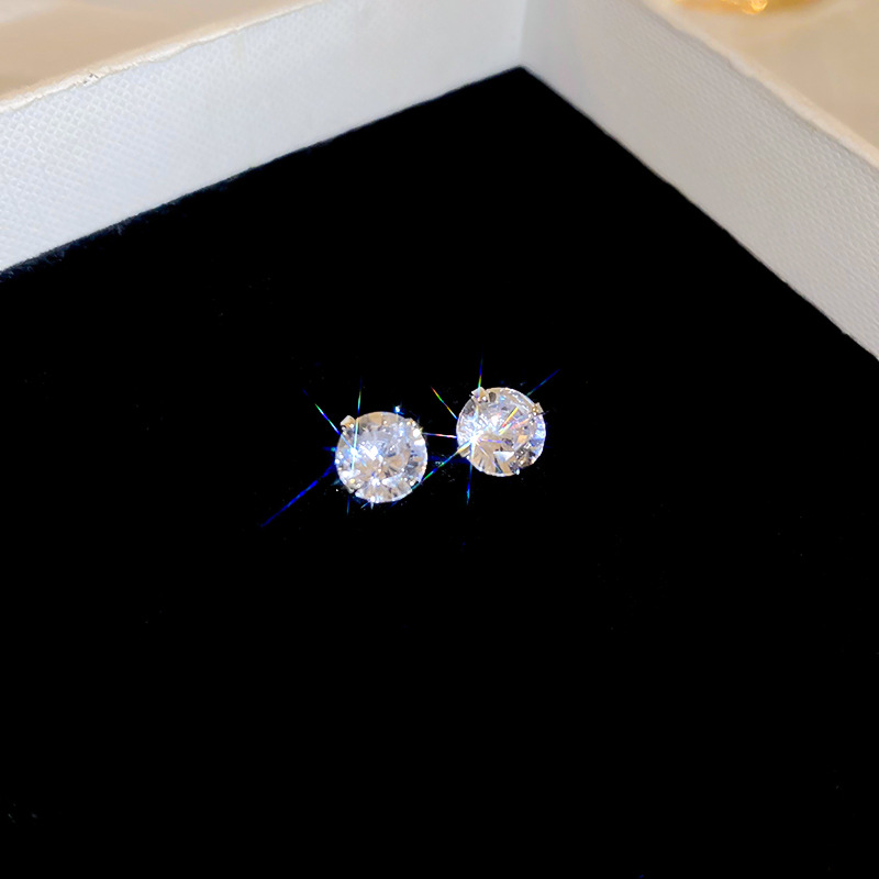 Aguja de plata para levantar agujeros para las orejas, pendientes cocleares sin picar, pendientes de circón femenino, pendientes de orejas pequeñas de sentido avanzado de nicho femenino