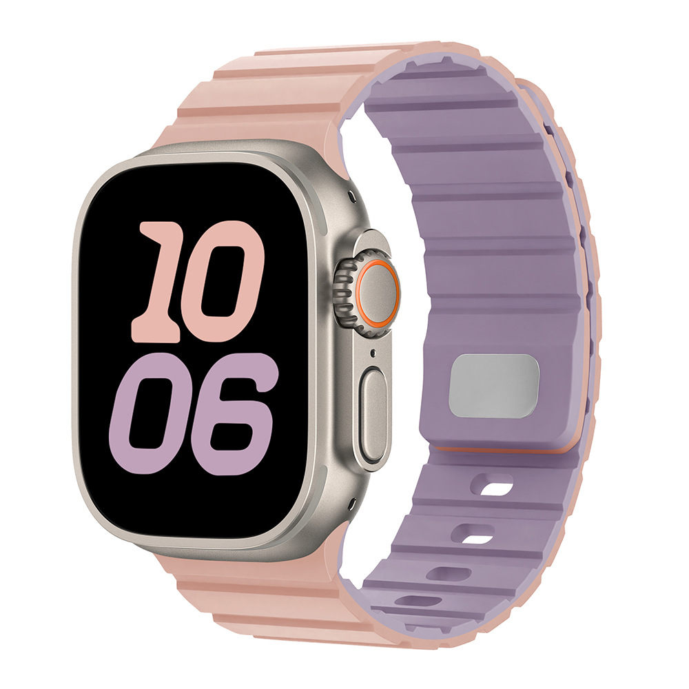 Para Apple Watch10 correa de reloj cuadrada botón magnetic silicona deportiva iWatch9SE hombre y mujer premium