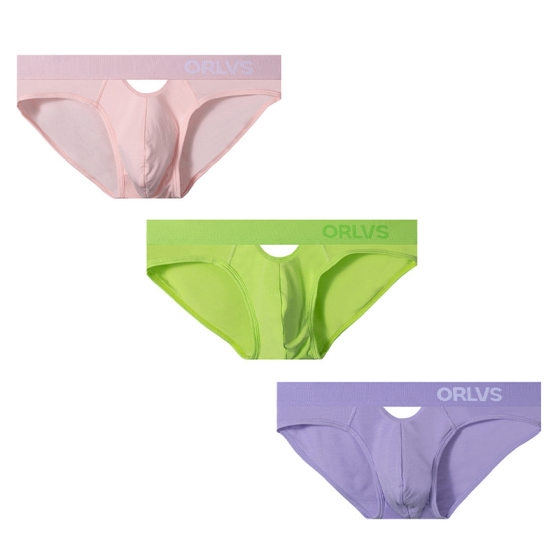 Taobao fashion Macaron panties feel front and back holes comfortable modal ice silk thin solid color low waist briefs