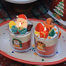 圣诞伴手礼节日礼物玻璃杯蜡烛手工氛围感蠟燭摆件圣诞香氛批发