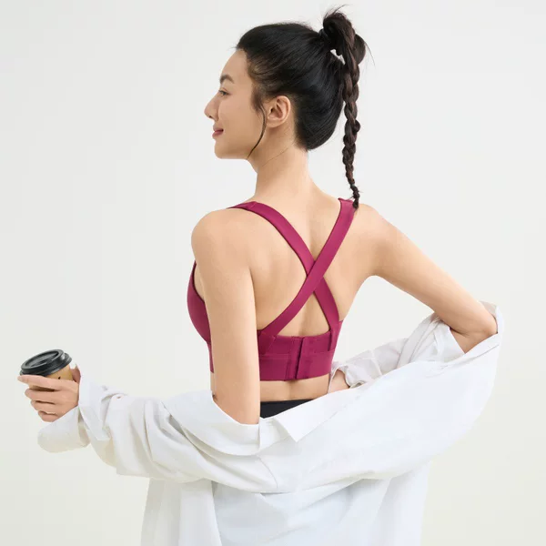 Spring and Summer New Style Cross-Back Sports Bra for Women, with Side Breast Support, Shockproof, for Fitness and Yoga
