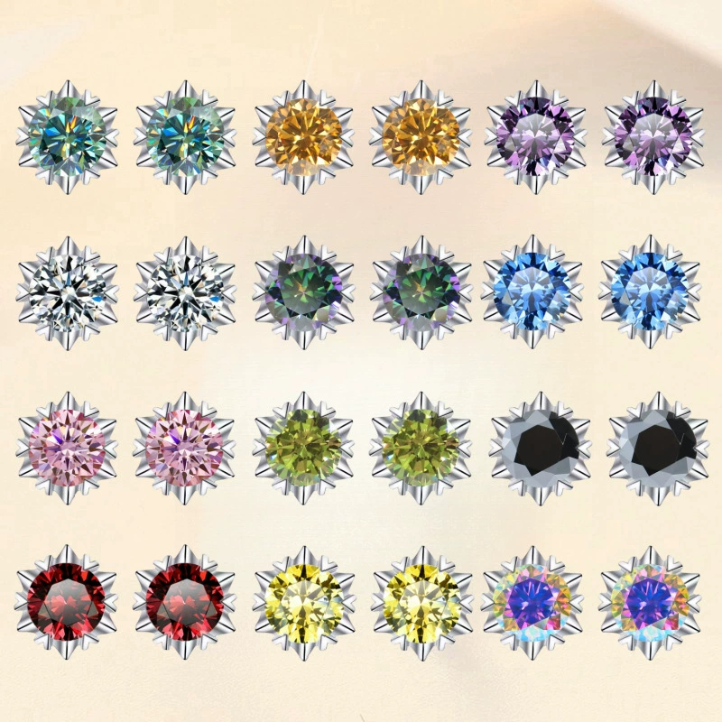 Трансграничные прямые поставки разноцветных ушей в Мозамбике Снежинка классическая мода дикие серьги Горячая продажа сережек из стерлингового серебра S925