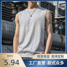无袖男装纯色无袖t恤男士健身跑步汗衫男背心跨栏运动夏季坎肩T恤