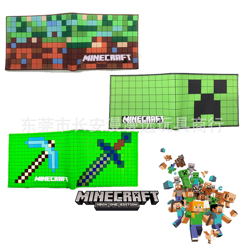Popular Game Minecraft Peripheral Wallet for Men and Women Minecraft Short Pvc 80% off Storage Clip