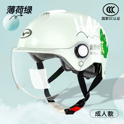 Motosiklet kaskı (dəbilqə): Female Kids Winter Electric Motorcycle - l014-xiaoqinglong-summer-mint-green-short-mirror-adult-style