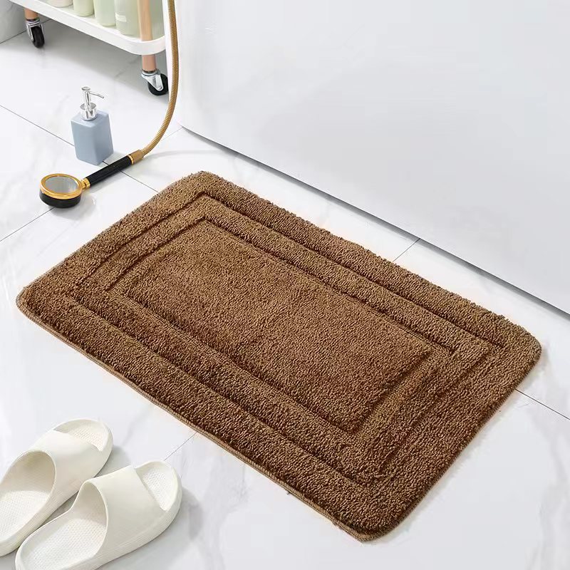 Tapete de chão em jacquard de fibra ultrafina com laços, espesso, antiderrapante, absorvente de água, para banheiro, porta e cozinha._voghion.com