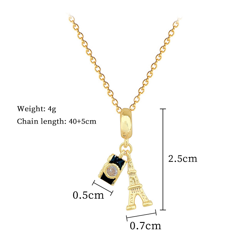 Titanium Steel Camera Tower Necklace With Full Diamond Inlay_voghion.com