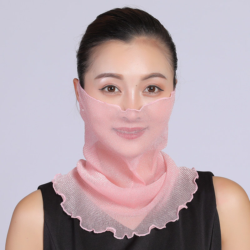 Cuello de orejas de alambre de oro para mujeres primavera y verano universal protector solar cuello de cuello multifuncional velo de cuello de cubierta de cabeza de seda pequeña bufalla