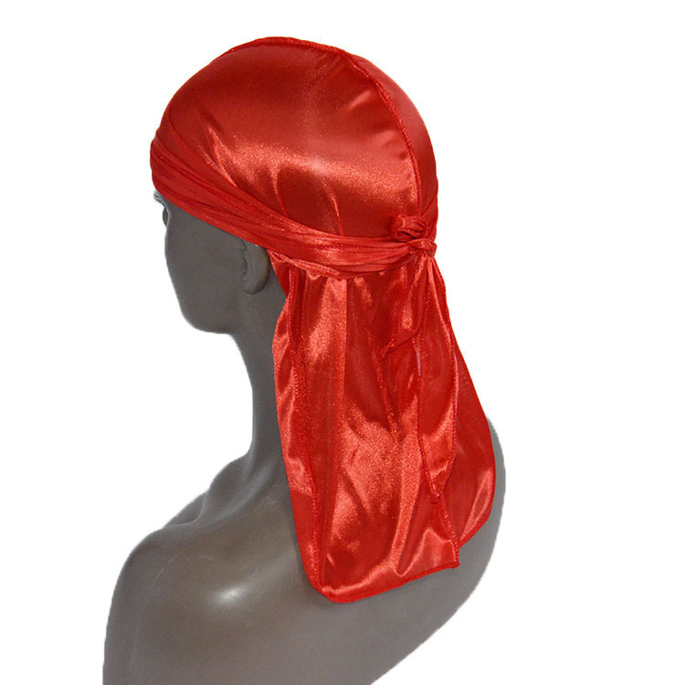 Amazon vende pañuelos elásticos en caliente, sombreros de baotou, sombreros piratas de seda, sombreros de cola larga hip hop silky durag