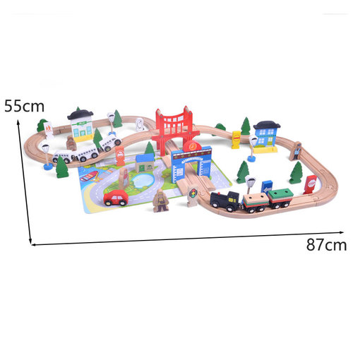 Children's Brain Development Creative Thomas the Train Wooden Set 80 Wooden Tracks Boy Toy Parent-Child Building Blocks