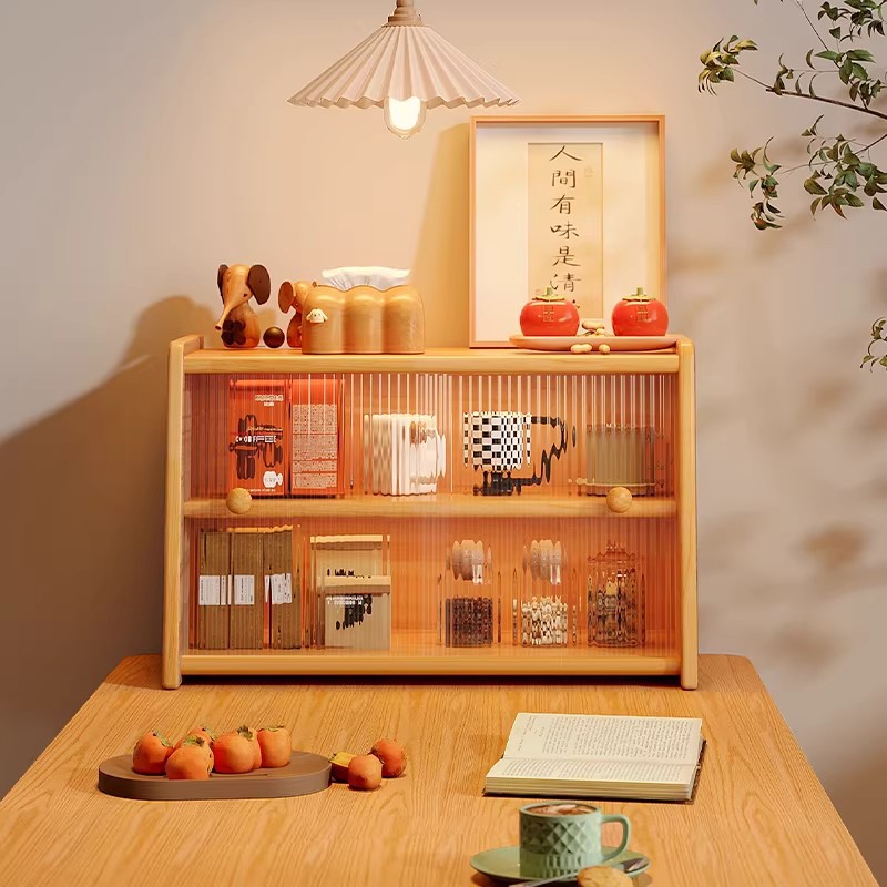 Tazas de madera sólida almacenamiento de estantes de almacenamiento de objetos, estantes de vidrio a prueba de polvo, estantes de almacenamiento de tazas de té, estantes de almacenamiento de mesa, tazas de agua, tazas de café