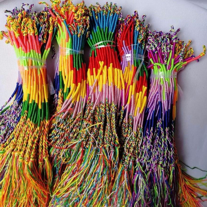 【100根】端午节五彩绳手链批发五色线款手工编织手绳 端午礼品|ms