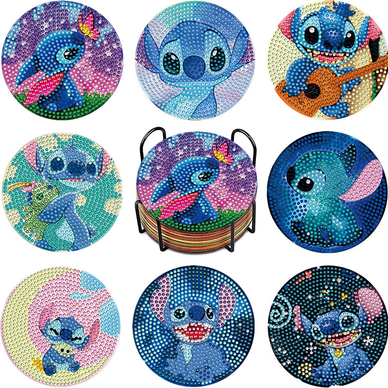 Aliexpress Cartoondiy Diamante Pinting Punts Perforador de tazas acrílicas caseras con portavasas Mickey Minnie Stitch