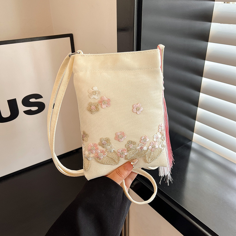 中国風文学ファッション新しいトレンド刺繍キャンバスニッチデザインポータブルクロスボディショルダーバッグ女性のためのシンプルな|undefined