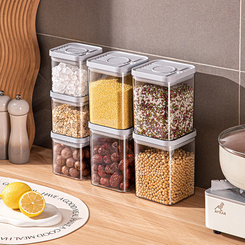 Square-Press-Seal Can, Food-Grade Tea Can, Whole Grain Freshness Box, Transparent Timing Snack Storage Jar, Whole Grain Container