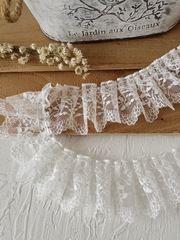 白色蕾絲花邊布條葫蘆花蕾絲邊荷葉邊娃衣袖口服裝輔料配件褶皺寬