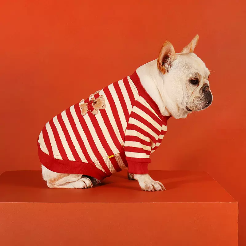2023新款宠物狗狗圣诞衣服加绒保暖卫衣中小型犬巴哥法斗新年衣服