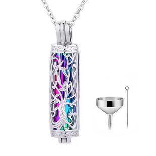 Hollow Life Tree Pet Urn Pendant Perfume Bottle Cremation Jewelry Openable Cylinder Ashes Necklace Jar