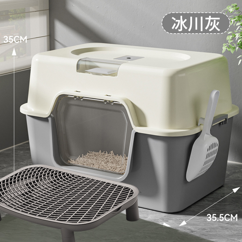 Basina de arena para gatos super grande totalmente cerrada anti-spillado anti-olor super grande inodoro para gatos para gatos