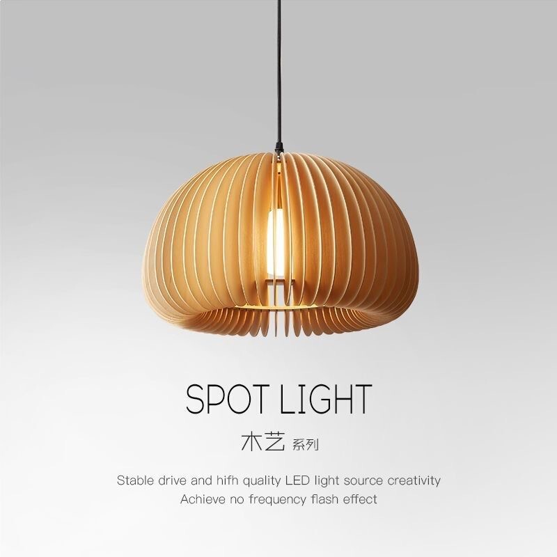 Restaurant Chandelier Japanese Style Retro Bedroom Art Dining Table Study Pumpkin Lamp Creative Wooden Art Bar Table Lamp Zhongshan Factory