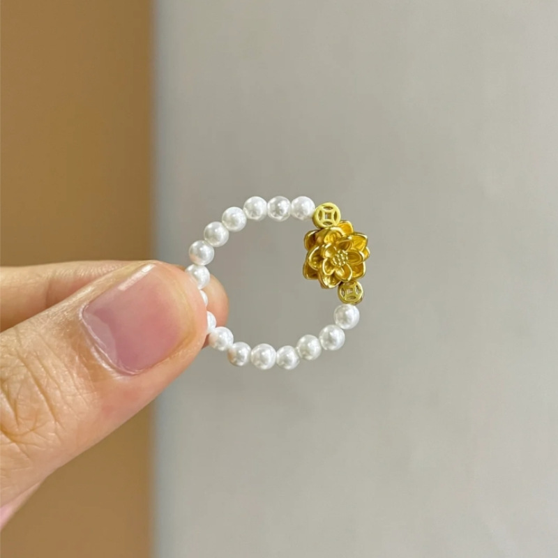 「Butterfly Dream」新しい中国風の蝶の花編み込みリング赤いロープ編み込み人差し指リング女性の甘いスタイルリング|undefined