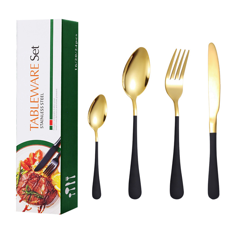 Amazon vajilla transfronteriza 1010 traje de acero inoxidable juego de 16 piezas Conjunto de 4 piezas creativo cuchillo de carne occidental tenedor cuchara