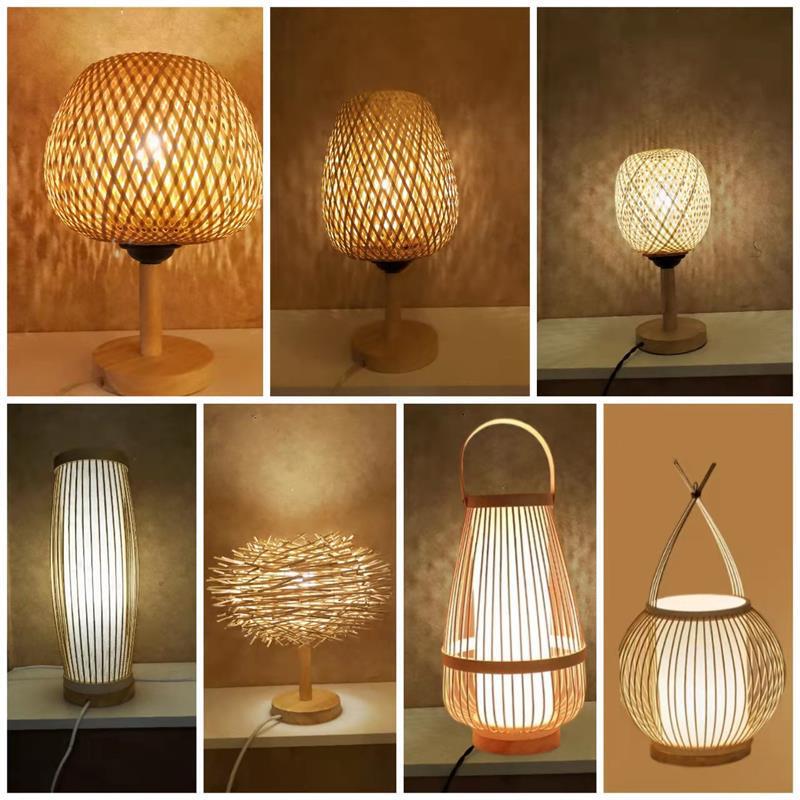 Japanese Zen tatami table lamp floor lamp guest room bedroom tea room bedside table lamp new Chinese bed & breakfast bamboo woven lamp