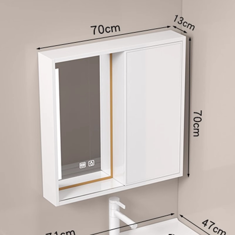 Espejo de Feng Shui escondido tipo push-pull armario de espejo de baño armario de almacenamiento de luz inteligente armario de almacenamiento de lavado tipo pared de baño